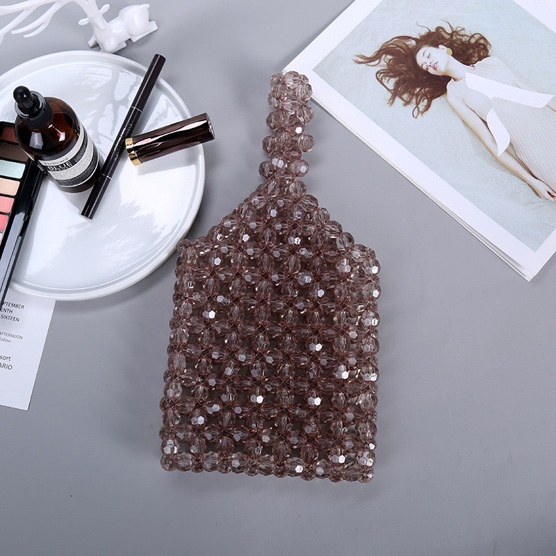 Pure Color Crystal Bead Acrylic Handbag