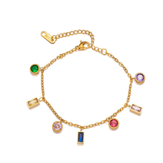 Colorful Zircon Pendant Bracelet