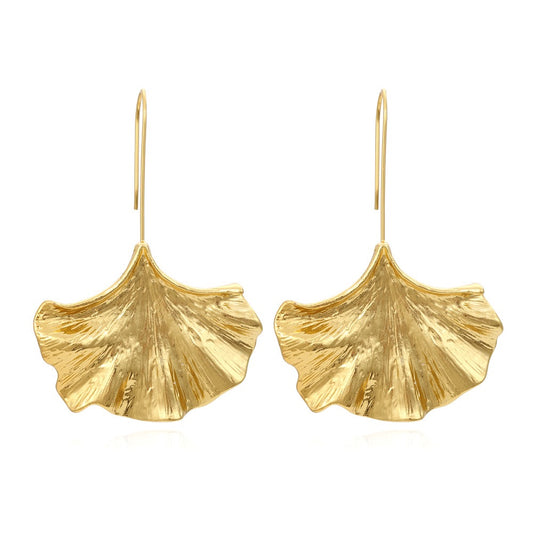Gold Ginkgo Leaf Dangle Earring