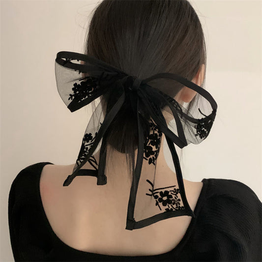 Black Lace Hairband with Floral Pattern