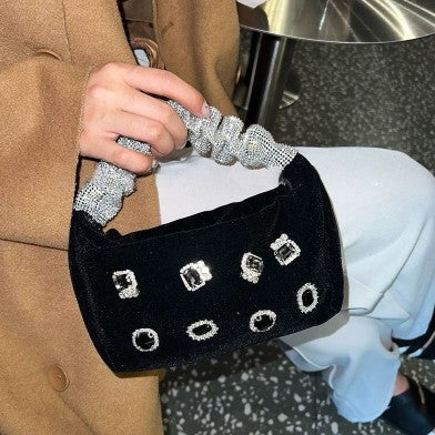 Rhinestone Velvet Handbag