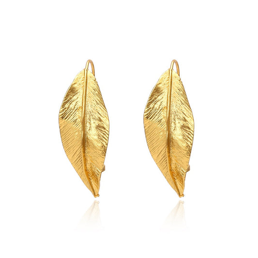 Vintage Gold Leaf-Shaped Earrings