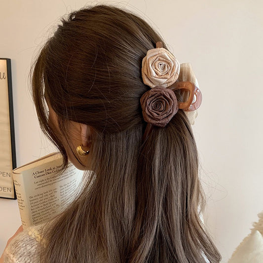Double-Sided Designed Fabric Rose Hair Clip